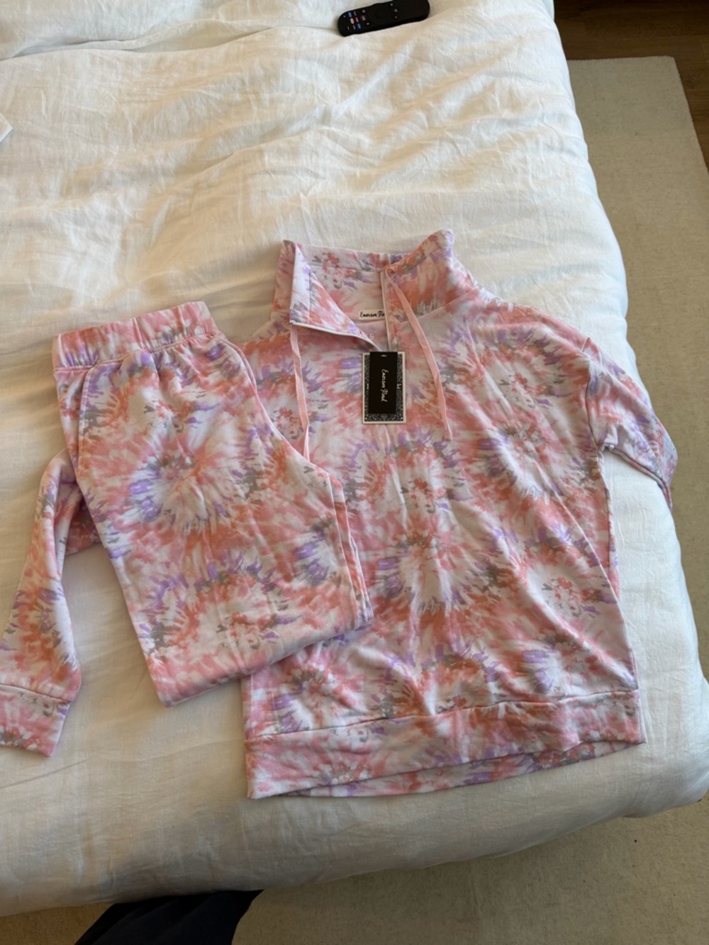 Tie-Dye Pink & Lavender Track Pants and Pullover Jogger Set